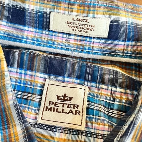 PETER MILLAR COLORFUL PLAID LONG SLEEVE BUTTON UP SHIRT SIZE LARGE - Picture 1 of 6